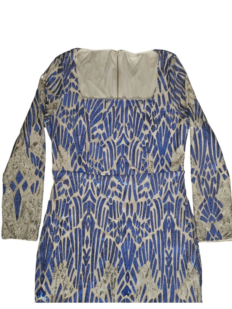 House Of Chic Curve + Plus Blue Sequined Long Sleeve Maxi Dress Size 2xl, Nwt — image 4 of 8